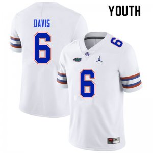 Youth Florida Gators #6 Shawn Davis NCAA Nike White Authentic Stitched College Football Jersey JVV0262BP